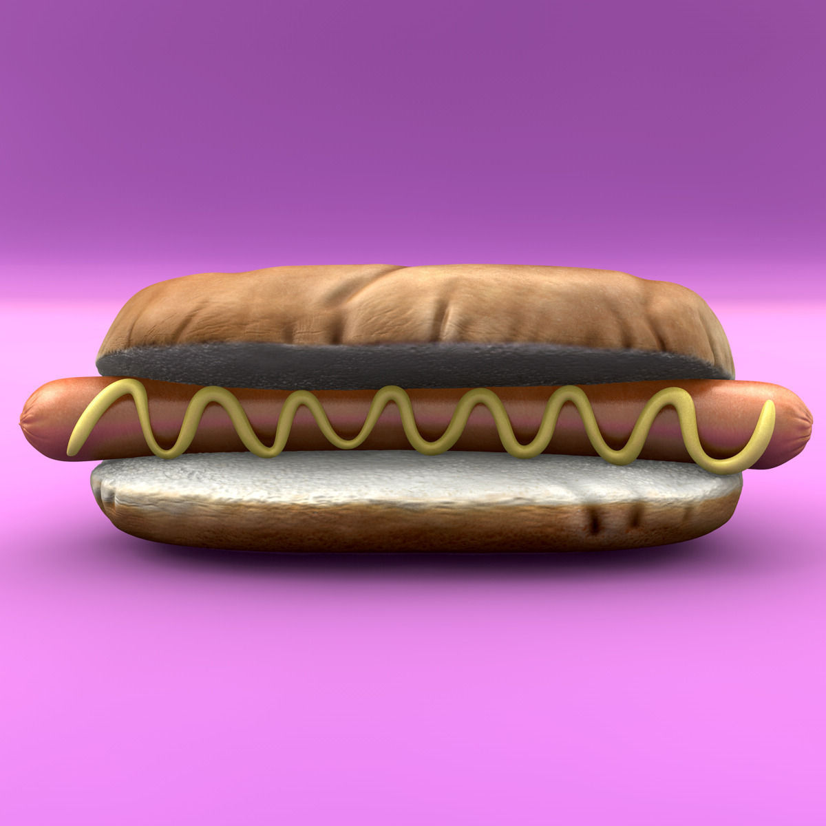 Hotdog with mustard 3D model_1