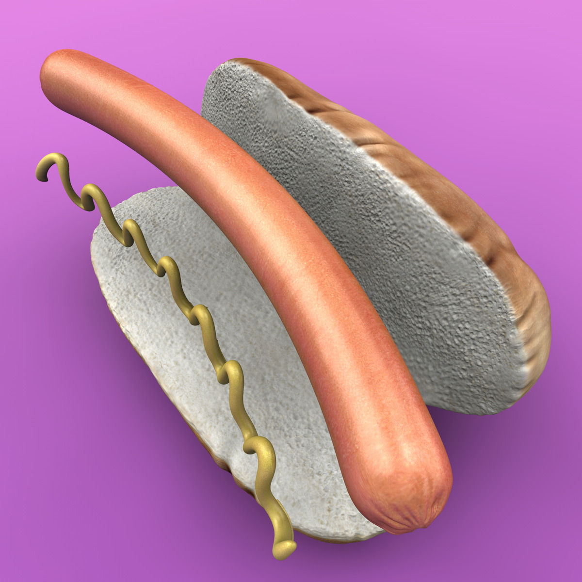 Hotdog with mustard 3D model_6