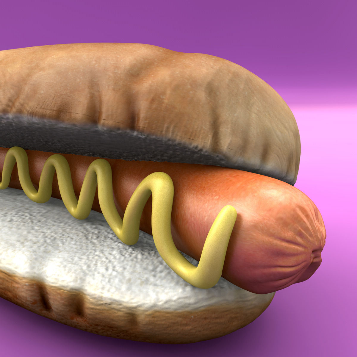Hotdog with mustard 3D model_7