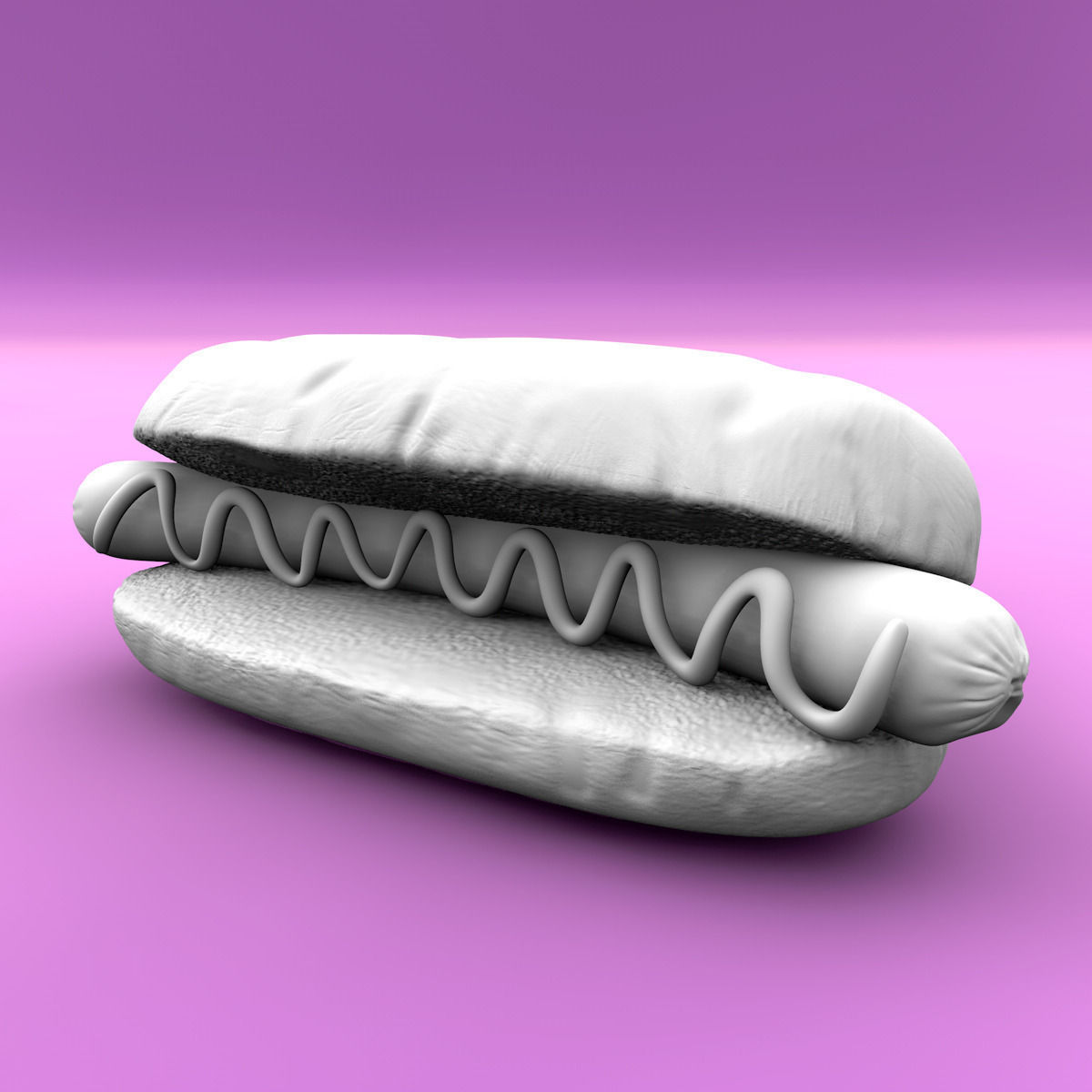 Hotdog with mustard 3D model_8