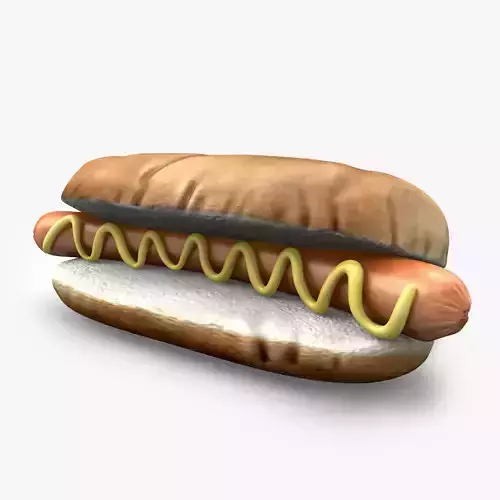 Hotdog with mustard 3D model