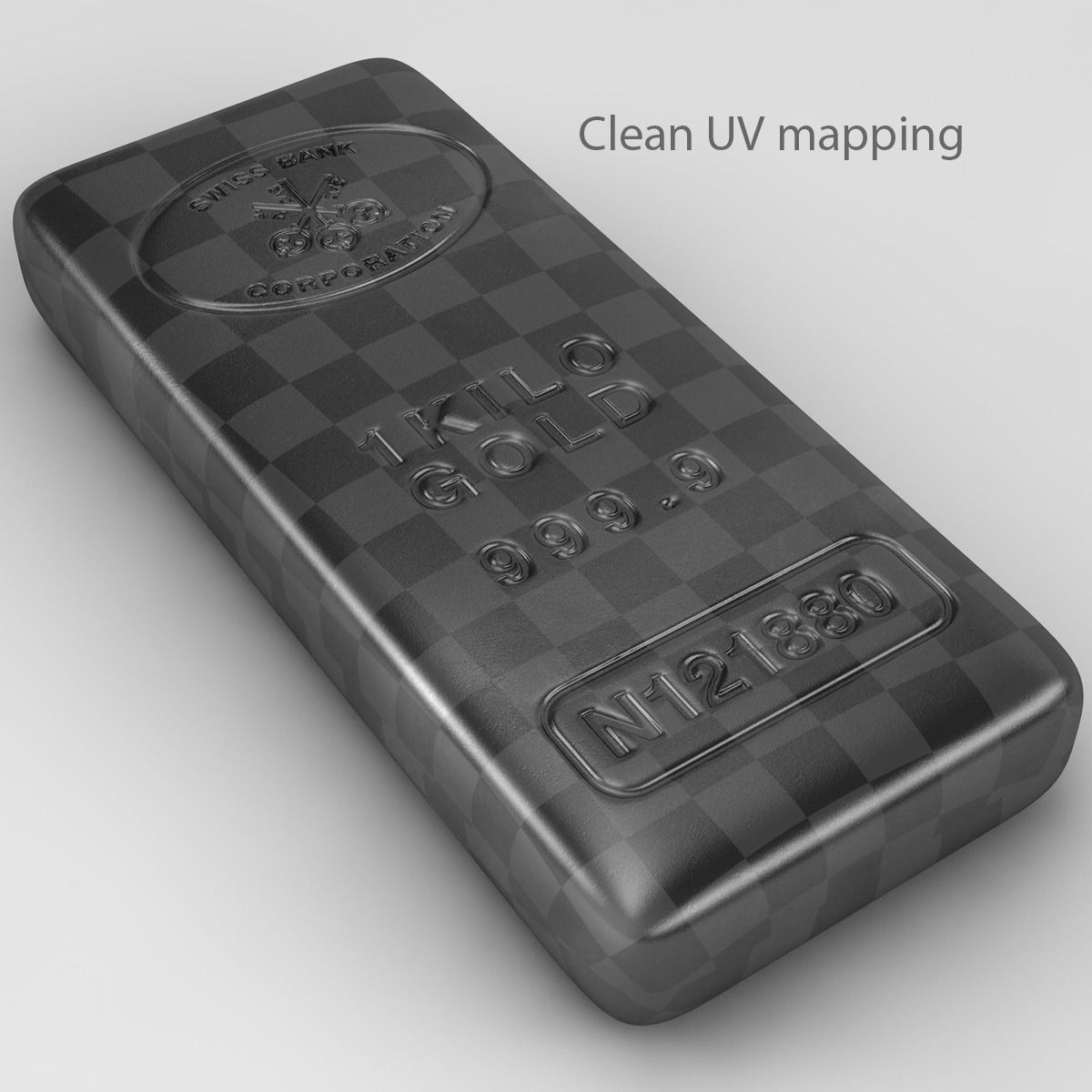 Realistic Gold bar 3D model_2