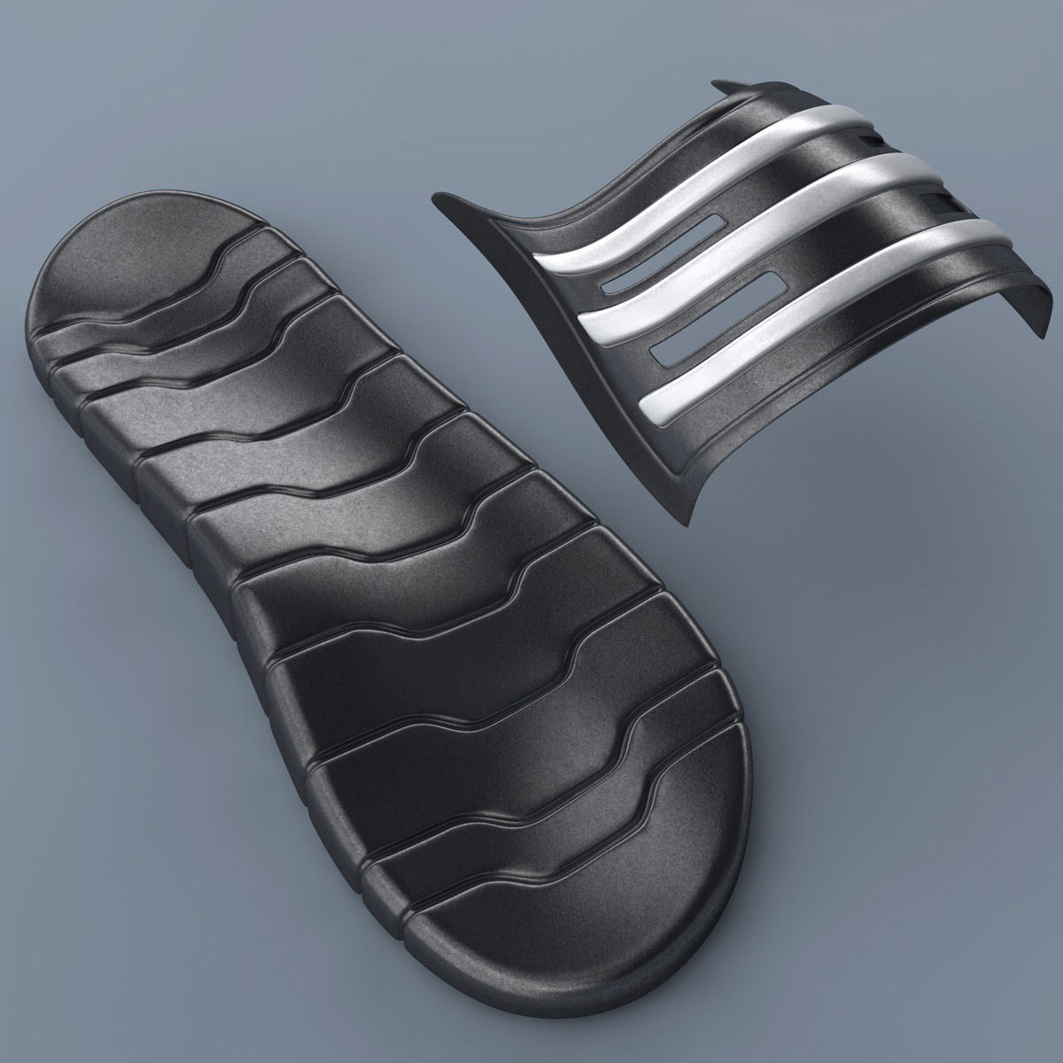 Sandal pair of slide sandals 3D model_11