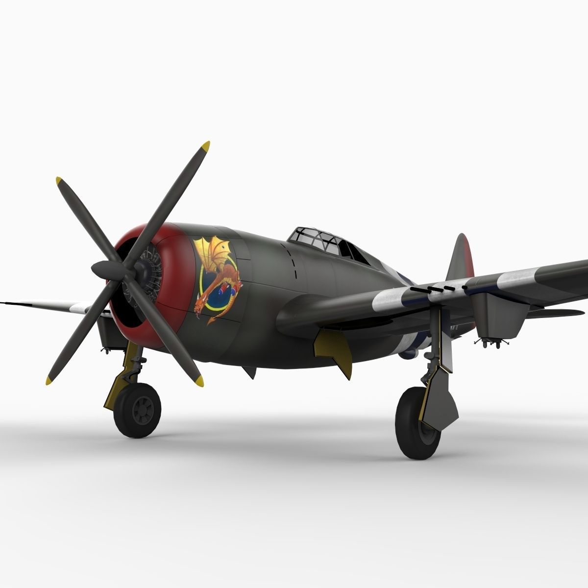 Republic P47 Thunderbolt 3D Model .max .obj .3ds .c4d .lwo ...
