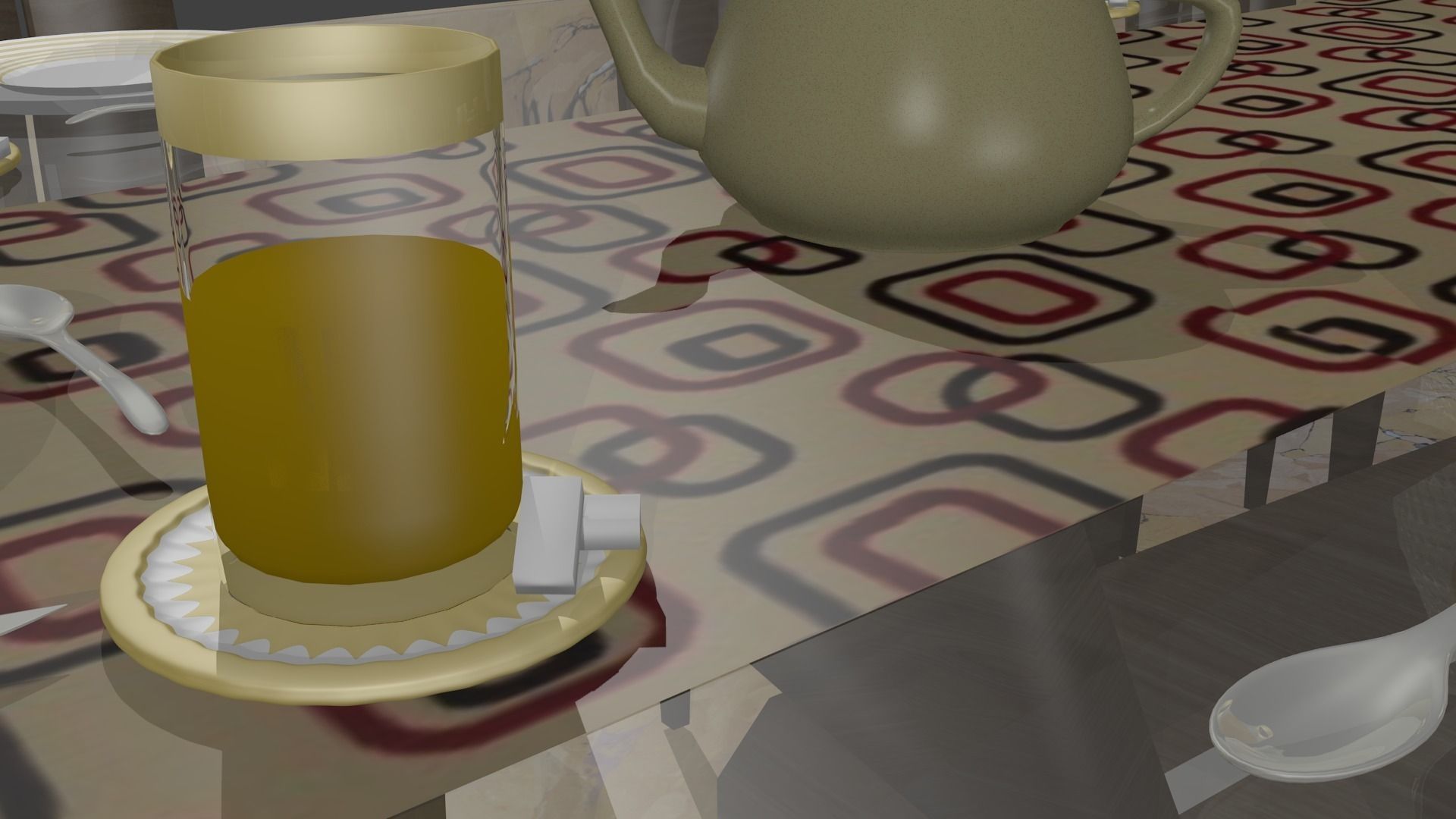 Modern dinning table set Free 3D model_8