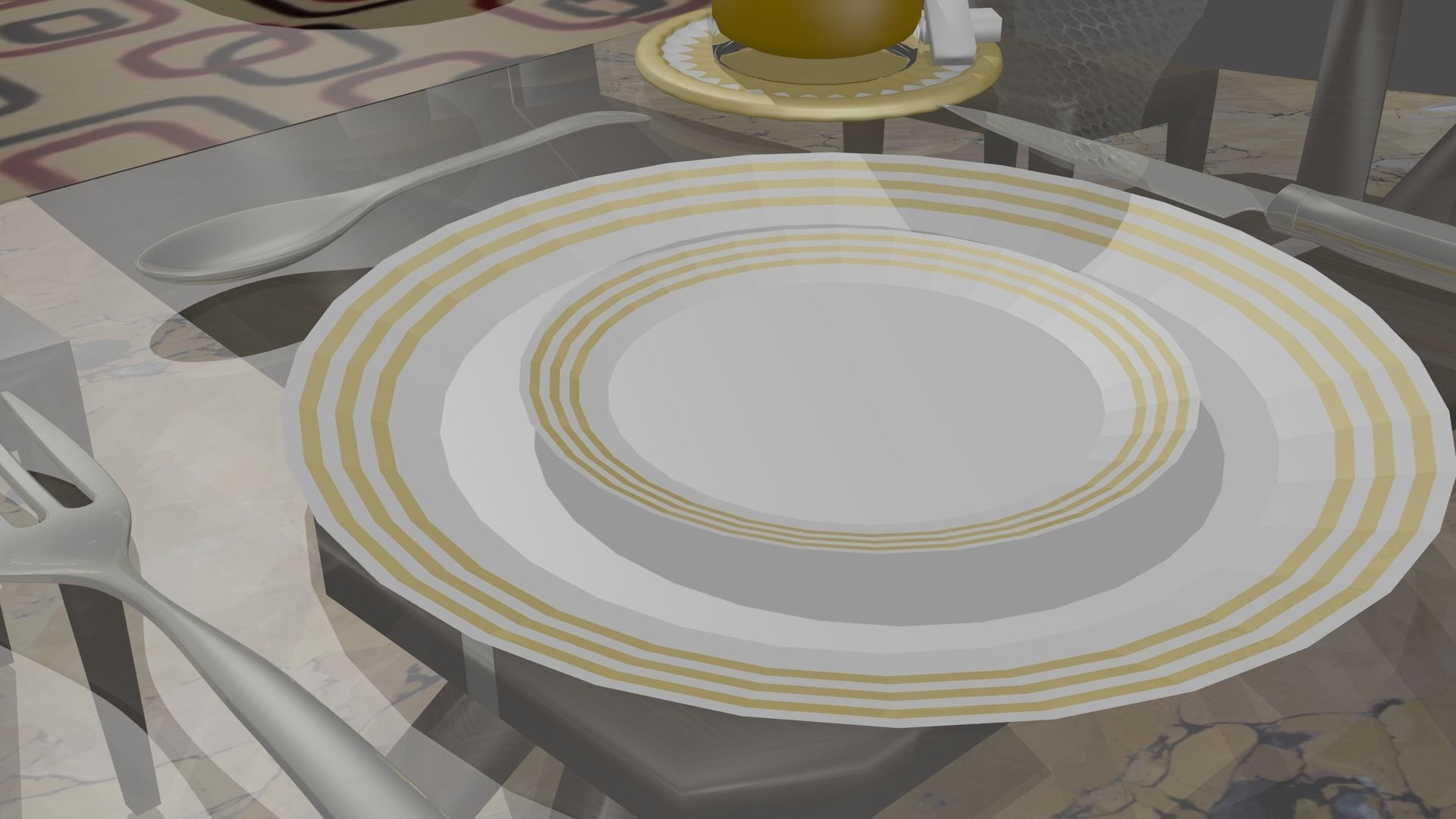 Modern dinning table set Free 3D model_9