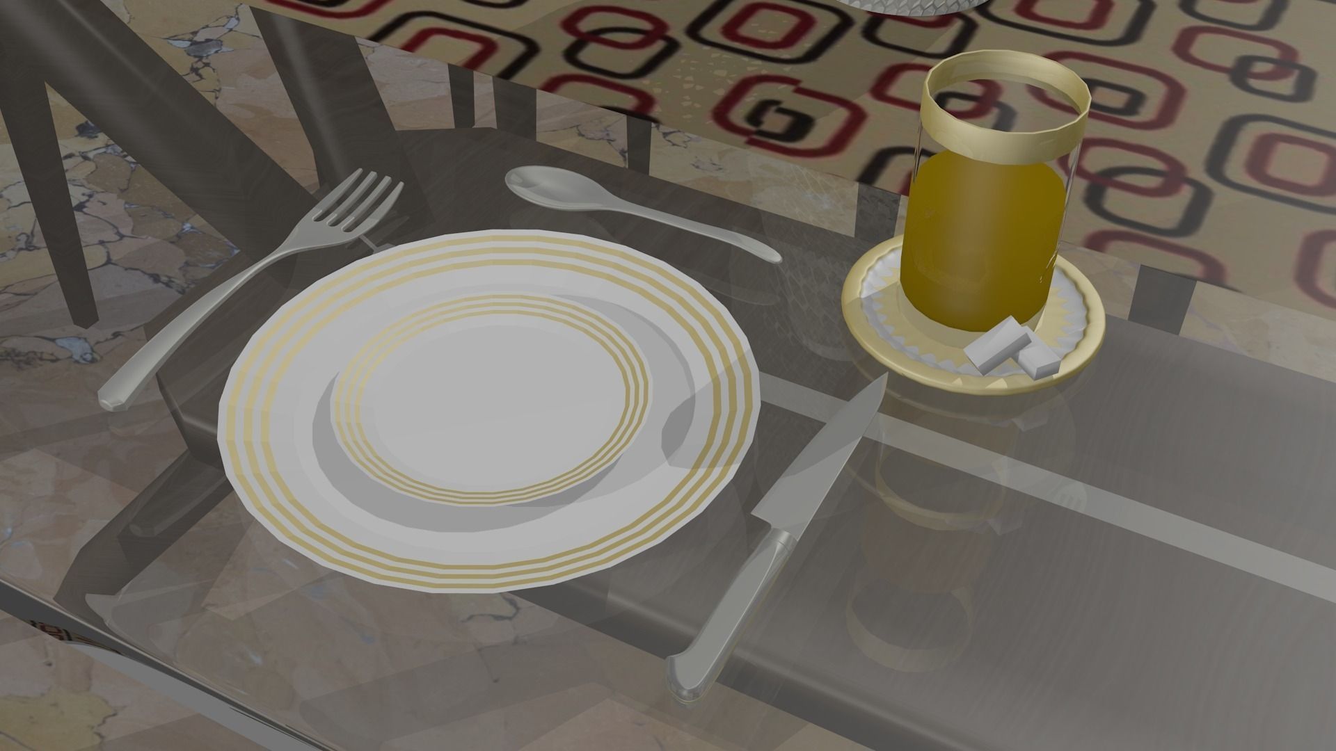 Modern dinning table set Free 3D model_6