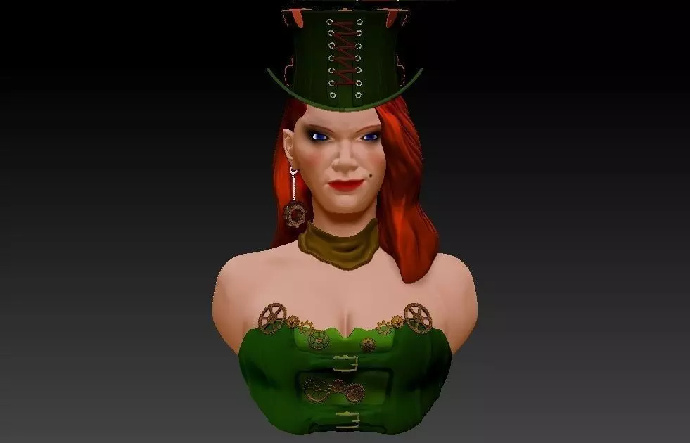 steam punk woman 3D model_0