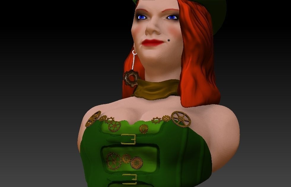 steam punk woman 3D model_3