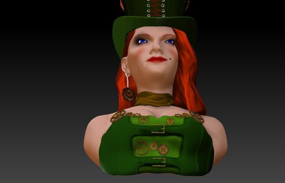 steam punk woman 3D model_1