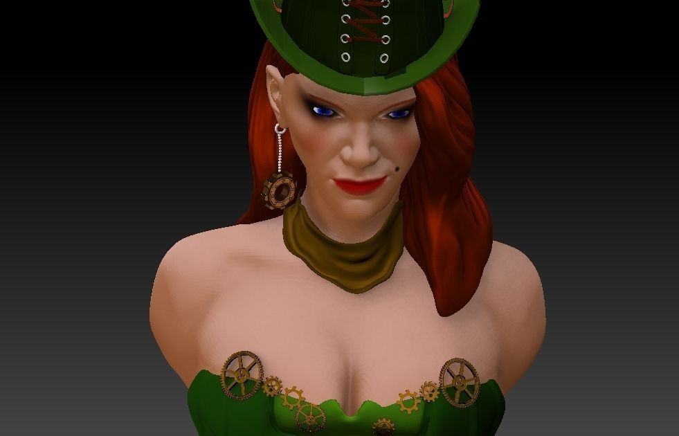 steam punk woman 3D model_2