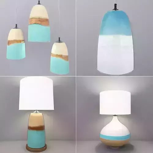 Lamps set table lamp with shade 3D model