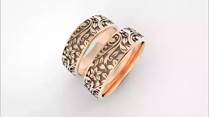 Flowers ornament rings 