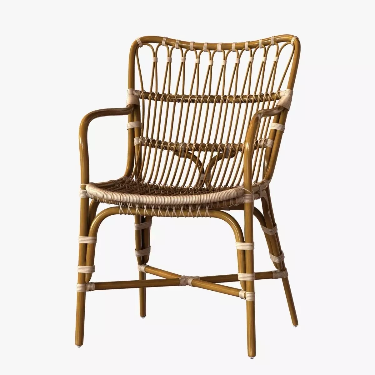 Retro rattan dining arm chair 3D model