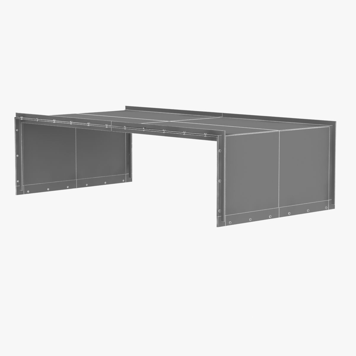 restoration hardware WATERFALL GLASS IRON COFFEE TABLE 3D model_7