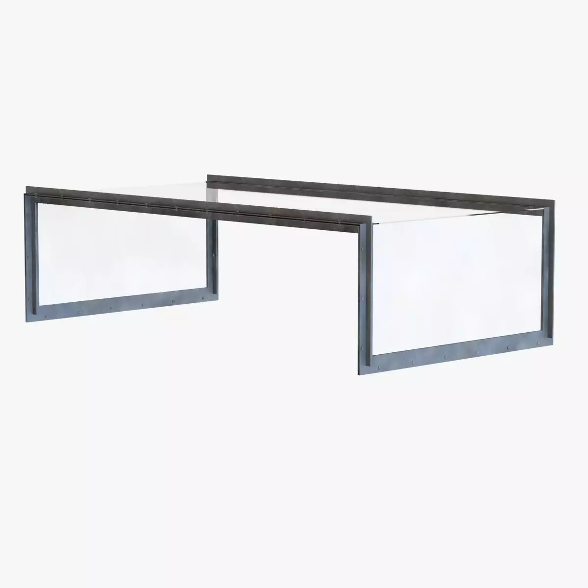 restoration hardware WATERFALL GLASS IRON COFFEE TABLE 3D model_0