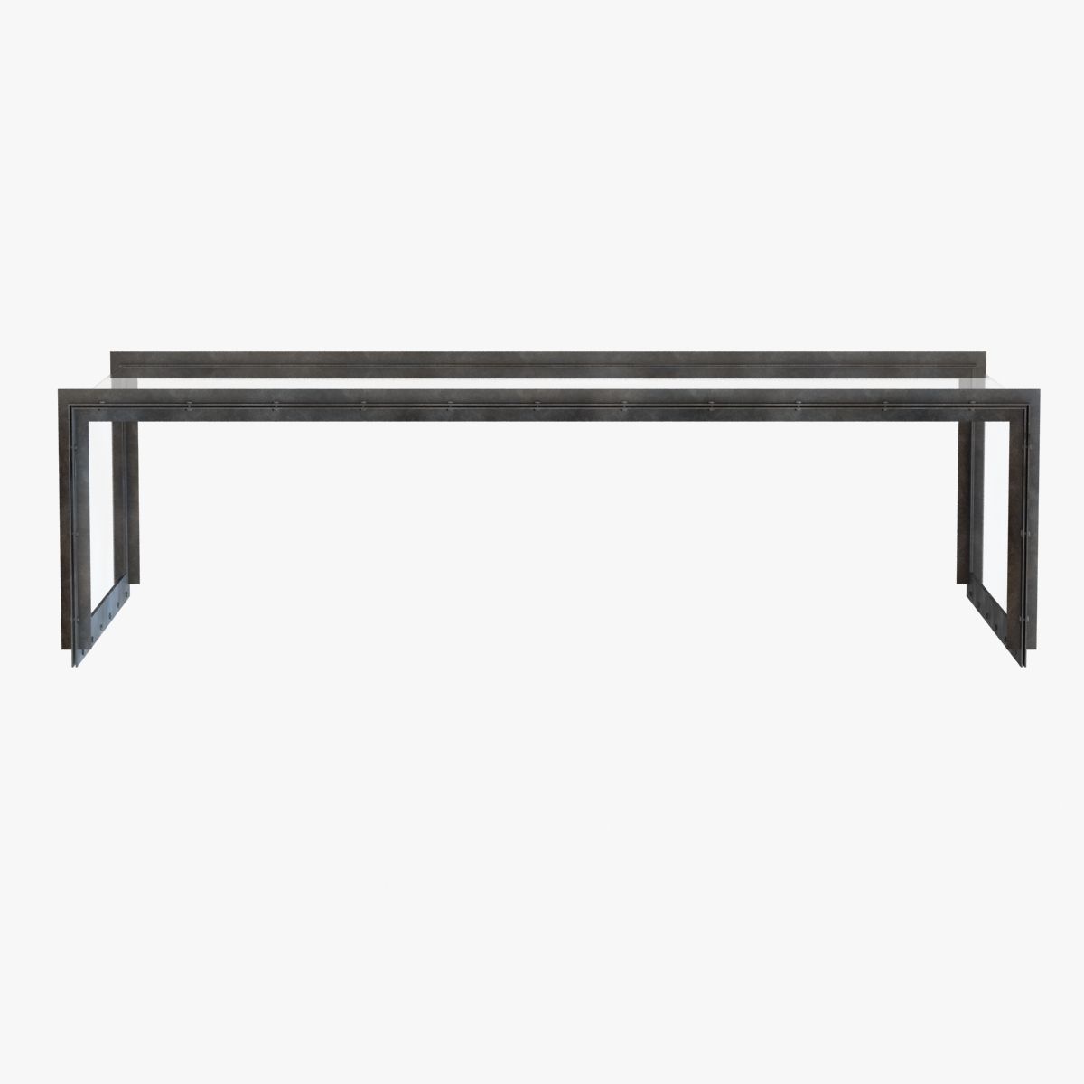 restoration hardware WATERFALL GLASS IRON COFFEE TABLE 3D model_2