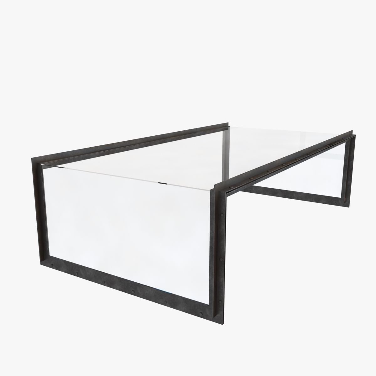 restoration hardware WATERFALL GLASS IRON COFFEE TABLE 3D model_1