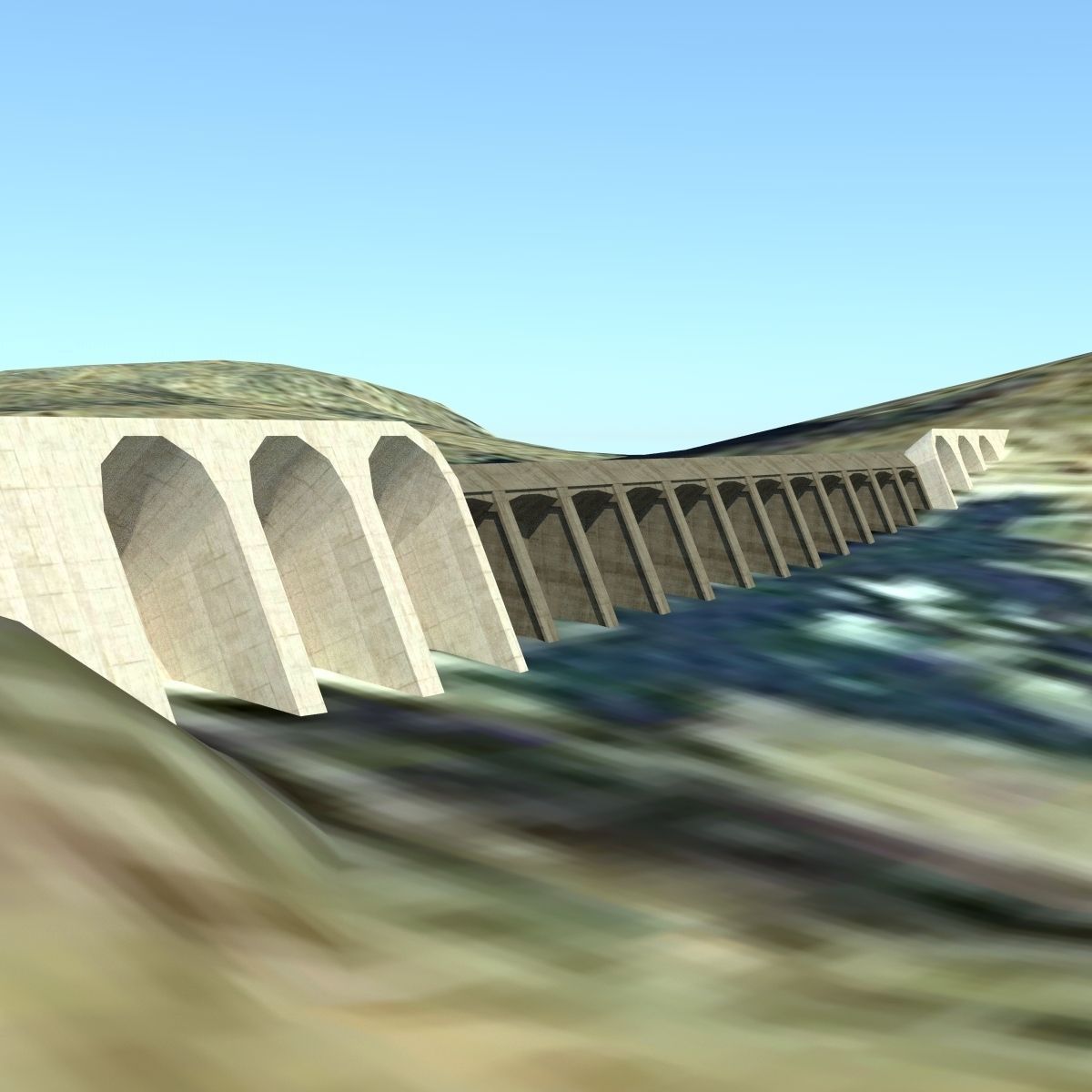 Lake Julius Dam Low-poly 3D model_1