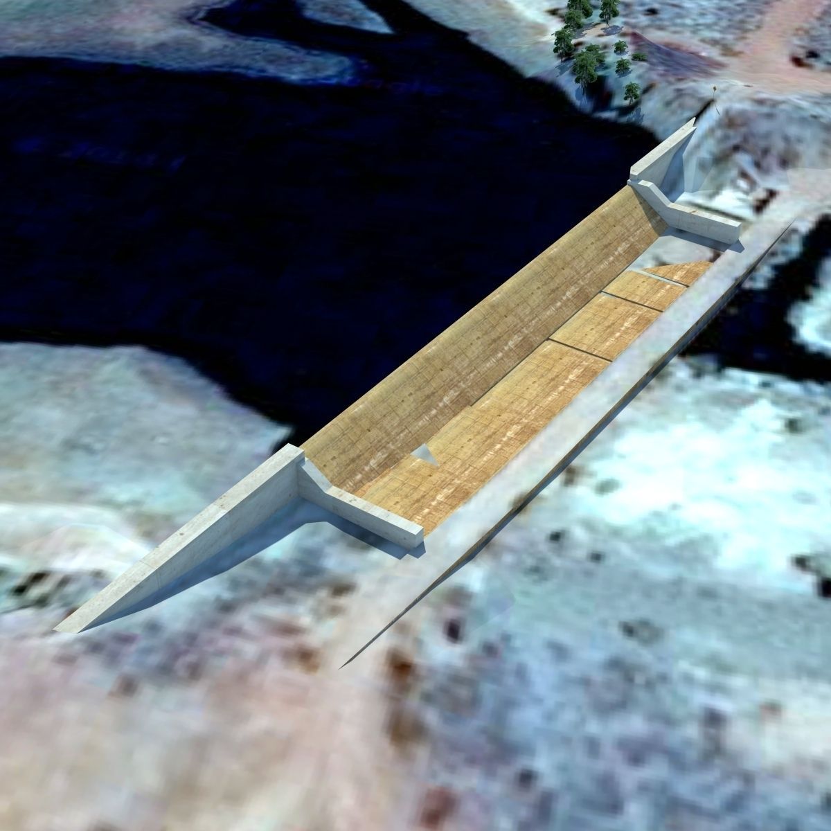 Chinaman Creek Dam Low-poly 3D model_1