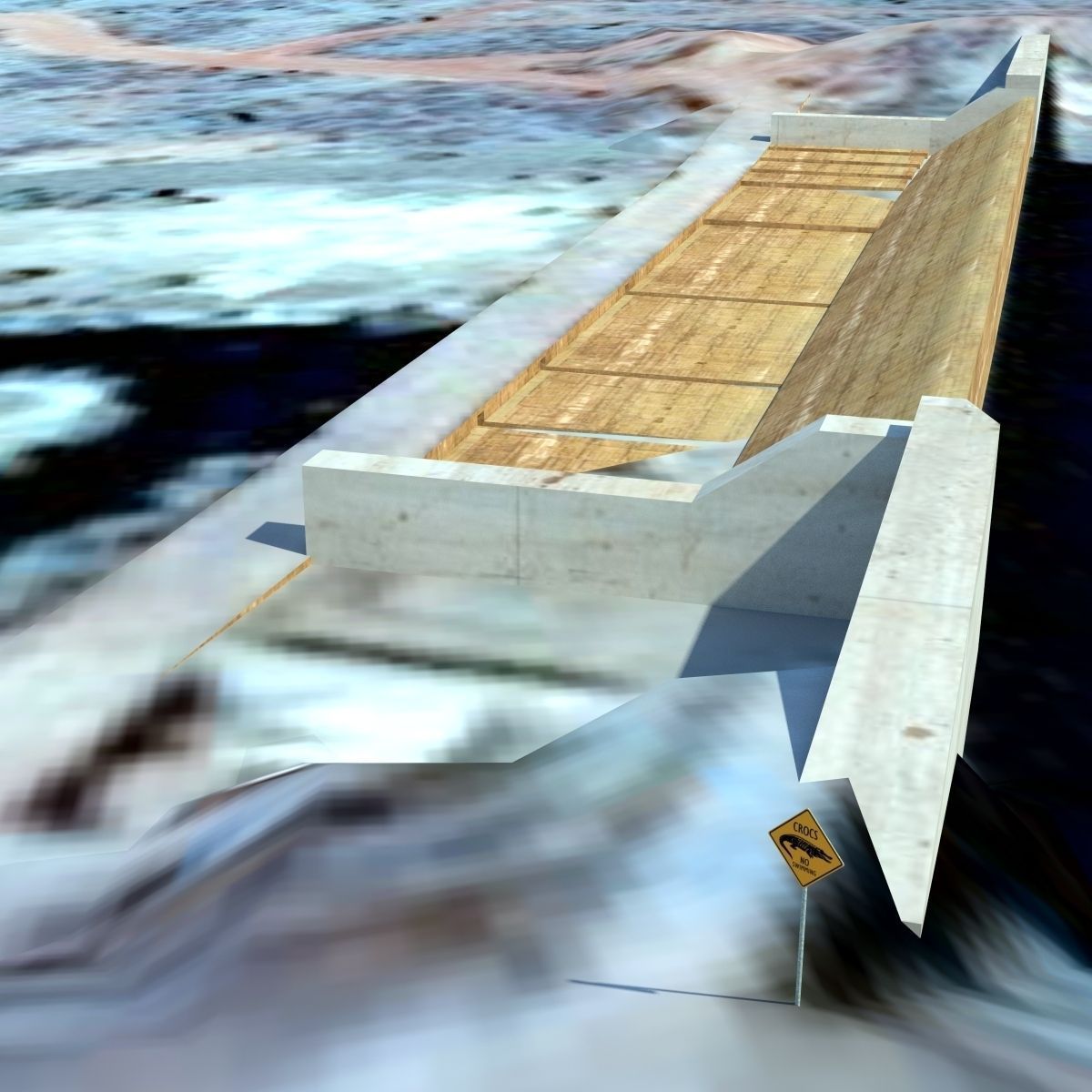 Chinaman Creek Dam Low-poly 3D model_2