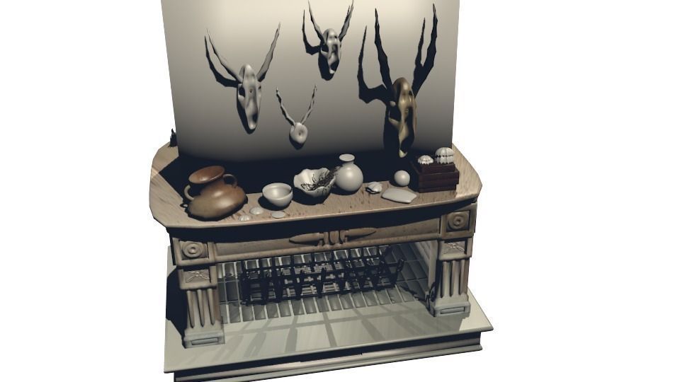 Roman modern and ancient fireplace Low-poly 3D model_4