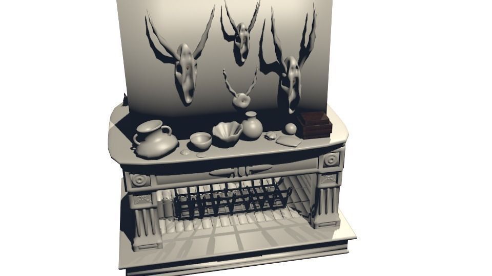 Roman modern and ancient fireplace Low-poly 3D model_5