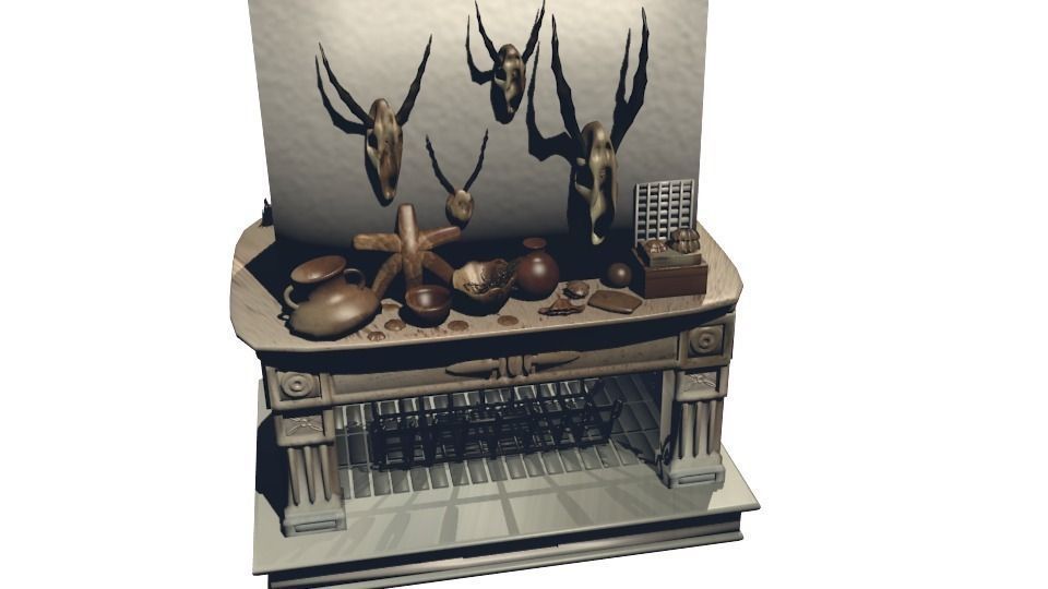 Roman modern and ancient fireplace Low-poly 3D model_0