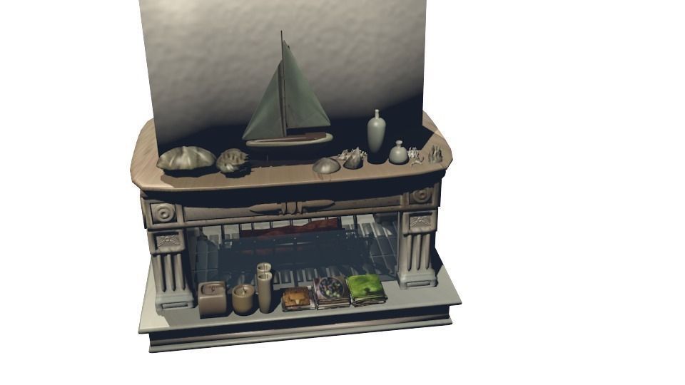 Roman modern and ancient fireplace Low-poly 3D model_1