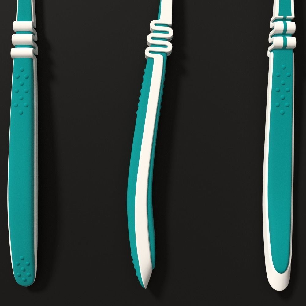 Toothbrush three toothbrushes 3D model_2