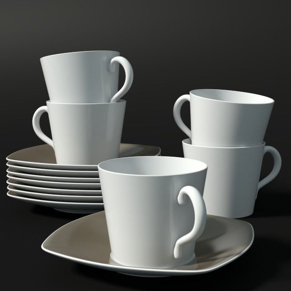 Tea Cup Low-poly 3D model_0