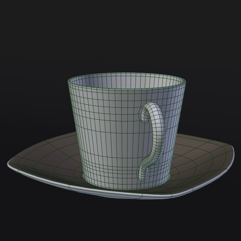 Tea Cup Low-poly 3D model_5