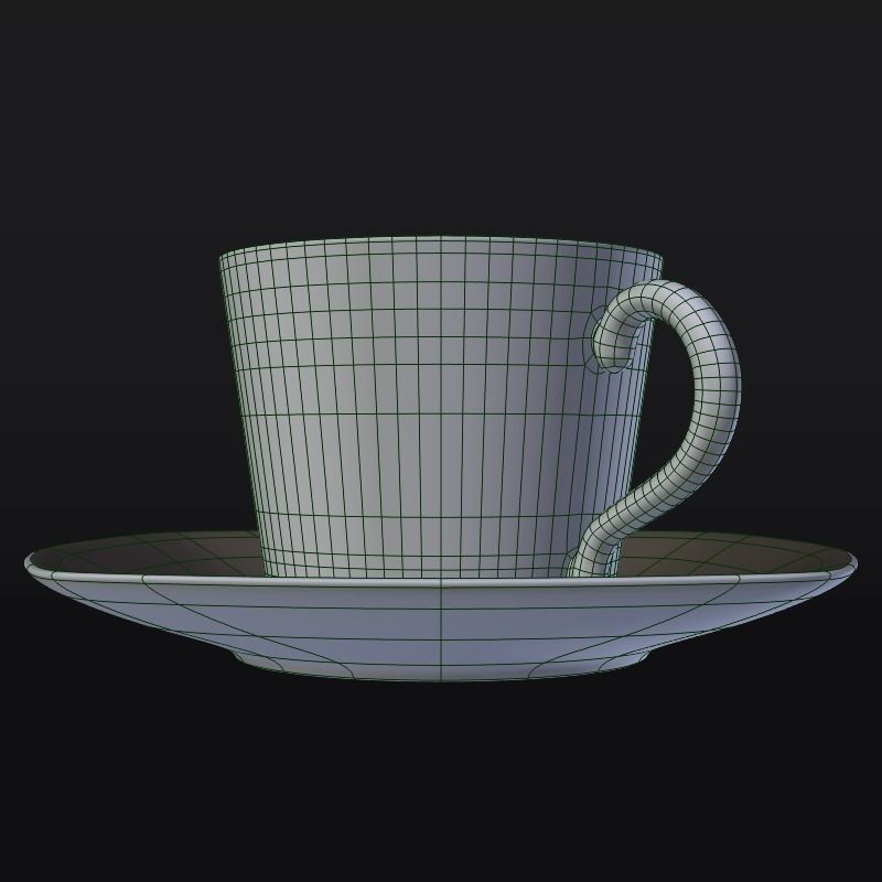 Tea Cup Low-poly 3D model_4
