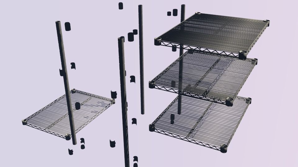 Steel Shelves Low-poly 3D model_2