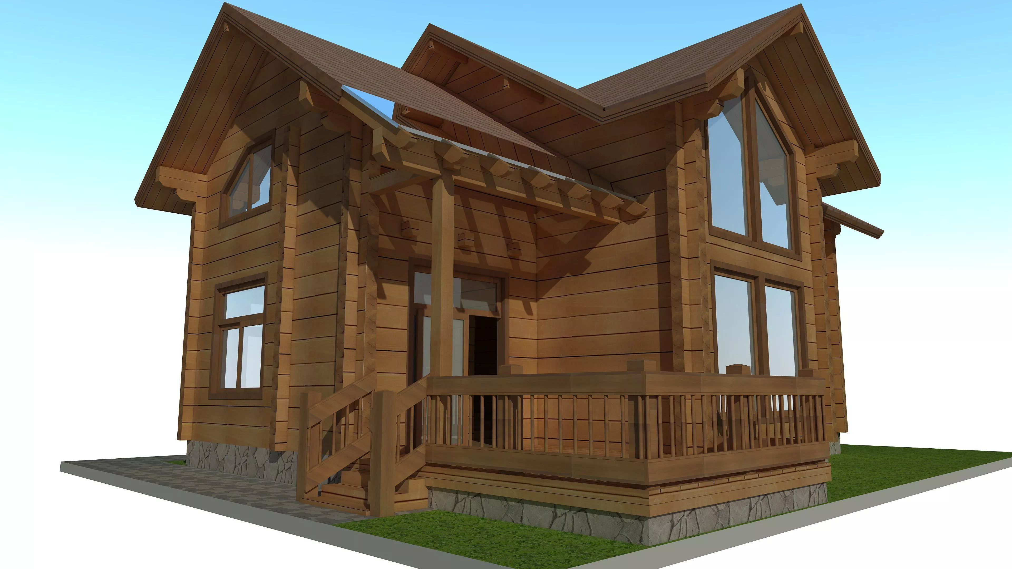 wood house exterior 3D model | CGTrader