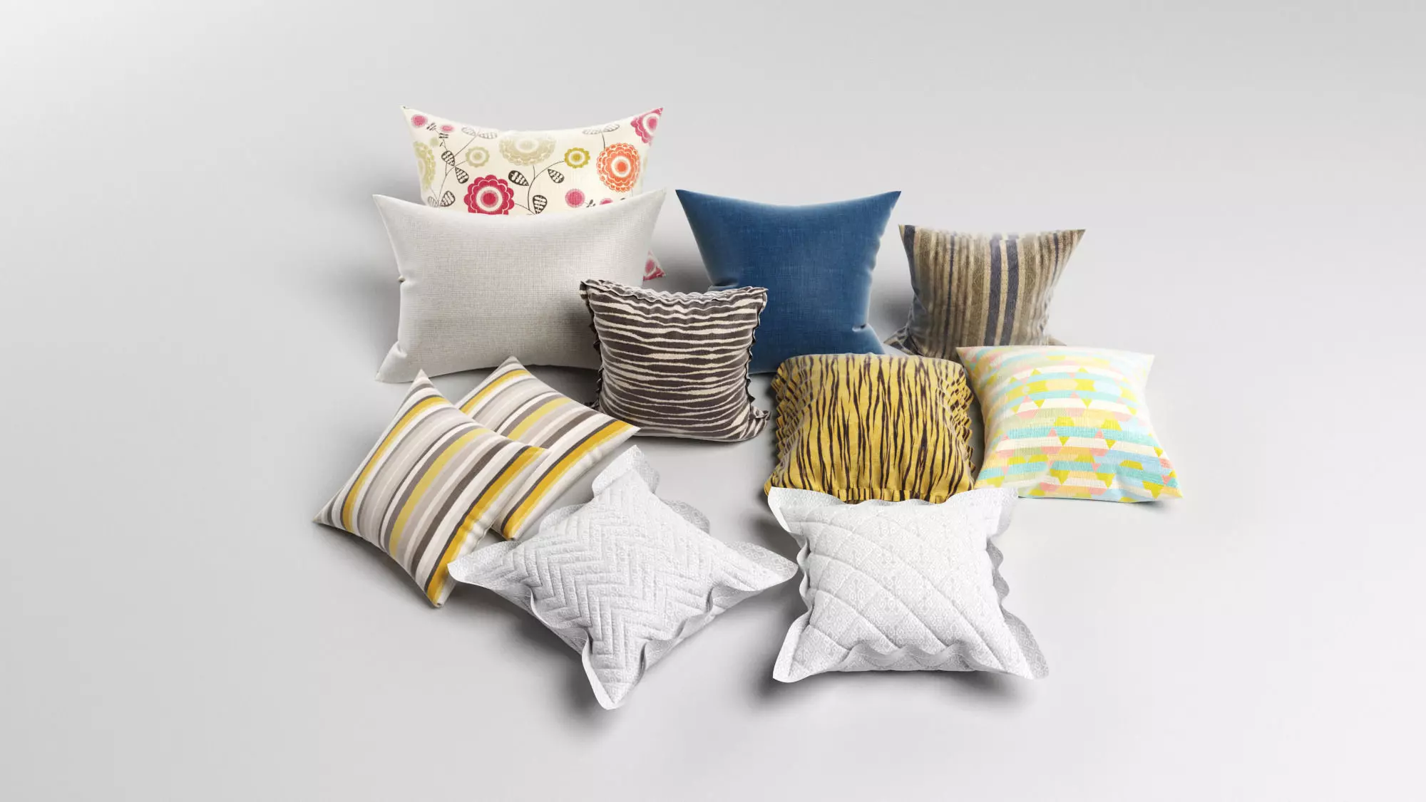 Cushions group of pillows 3D model