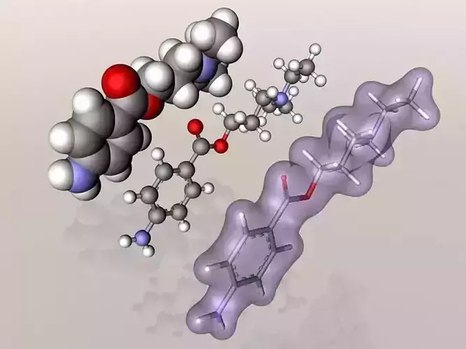 Novocain or procaine molecule 3D model