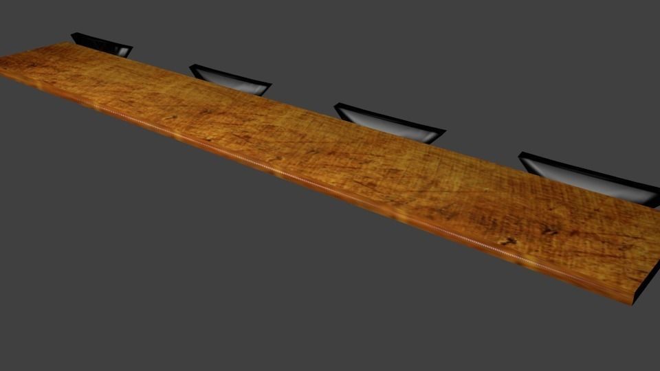 Shelves wooden shelf with four lamps Low-poly 3D model_0