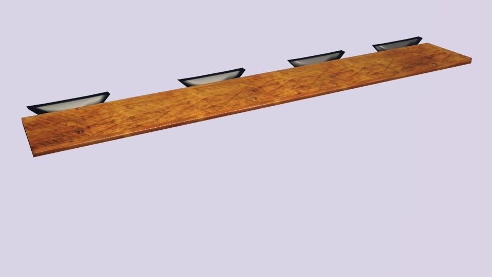 Shelves wooden shelf with four lamps Low-poly 3D model_2