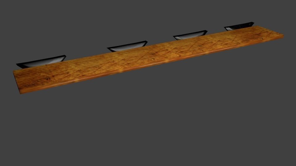 Shelves wooden shelf with four lamps Low-poly 3D model_1