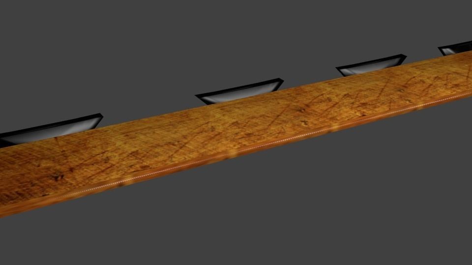 Shelves wooden shelf with four lamps Low-poly 3D model_3