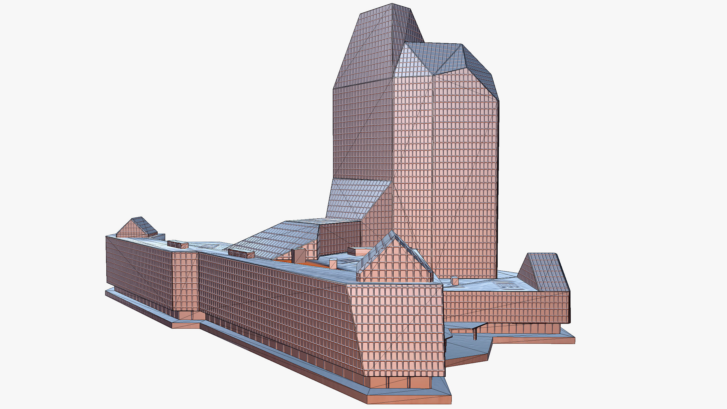Skyscraper Low-poly 3D model_4