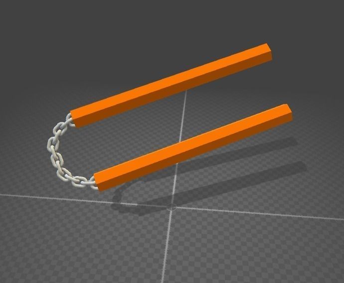 nunchakus chain with orange handle 3D print model_0