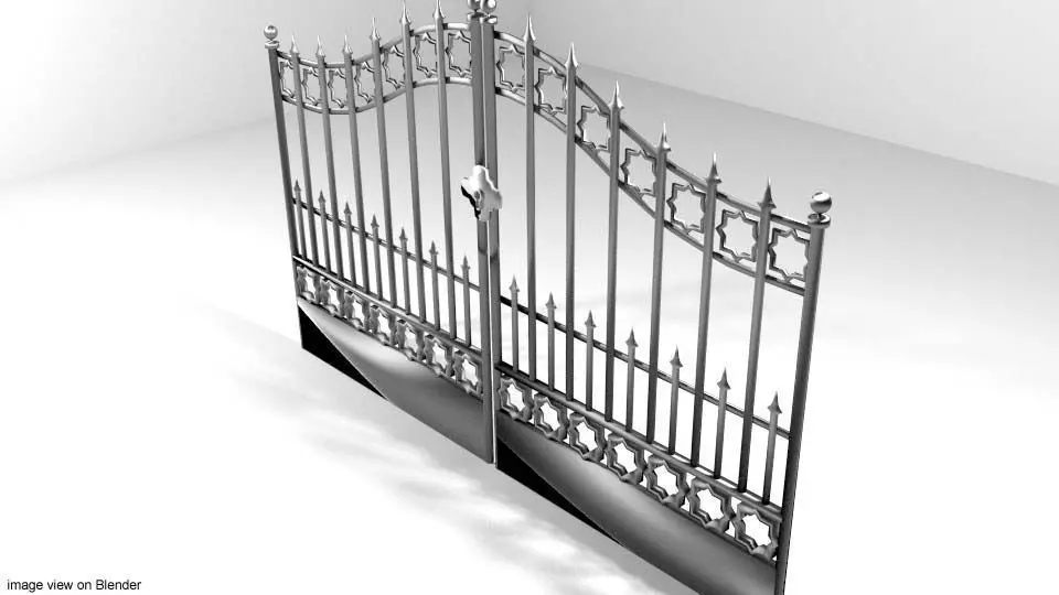 Steel Door Gate Type 4 3D model_0