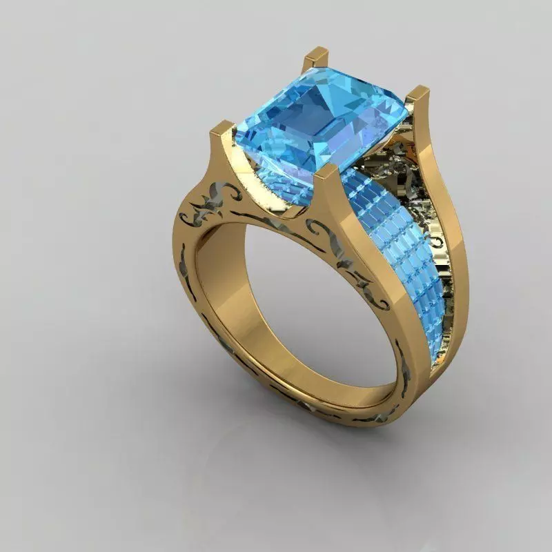 MFS gold ring with topaz stone 3D print model_0