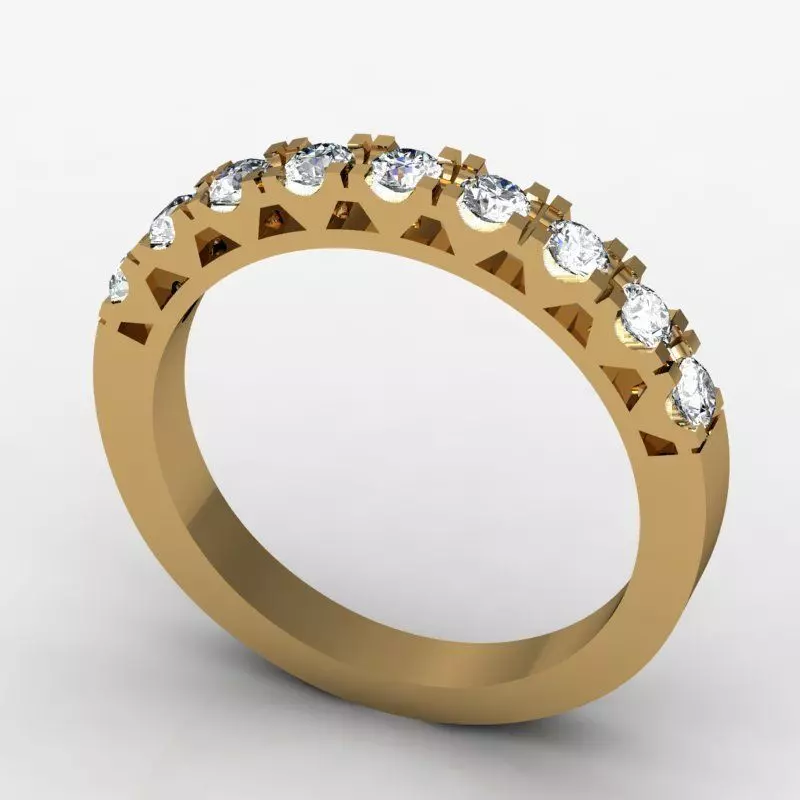 MFS gold wedding band with round diamonds 3D print model_0