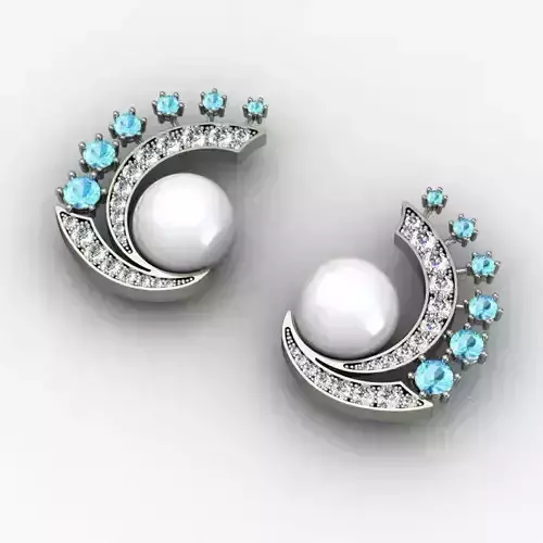 MFS pair of earrings with pearls and topaz