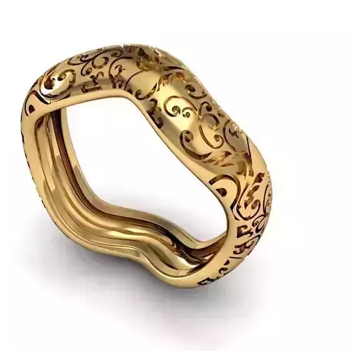 MFS gold ring with intricate design