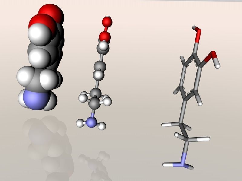 Dopamine molecule 3D model_1