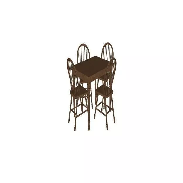 Wooden dining table Free 3D model_0